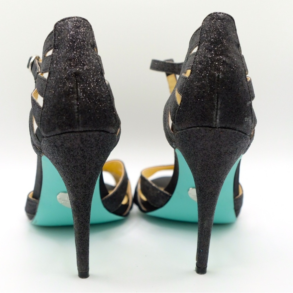 Betsey Johnson Glitter Black Heels size 8.5 Vintage Inspired 🙌🏻✨⏰💭🤝⌛️ - Picture 13 of 16